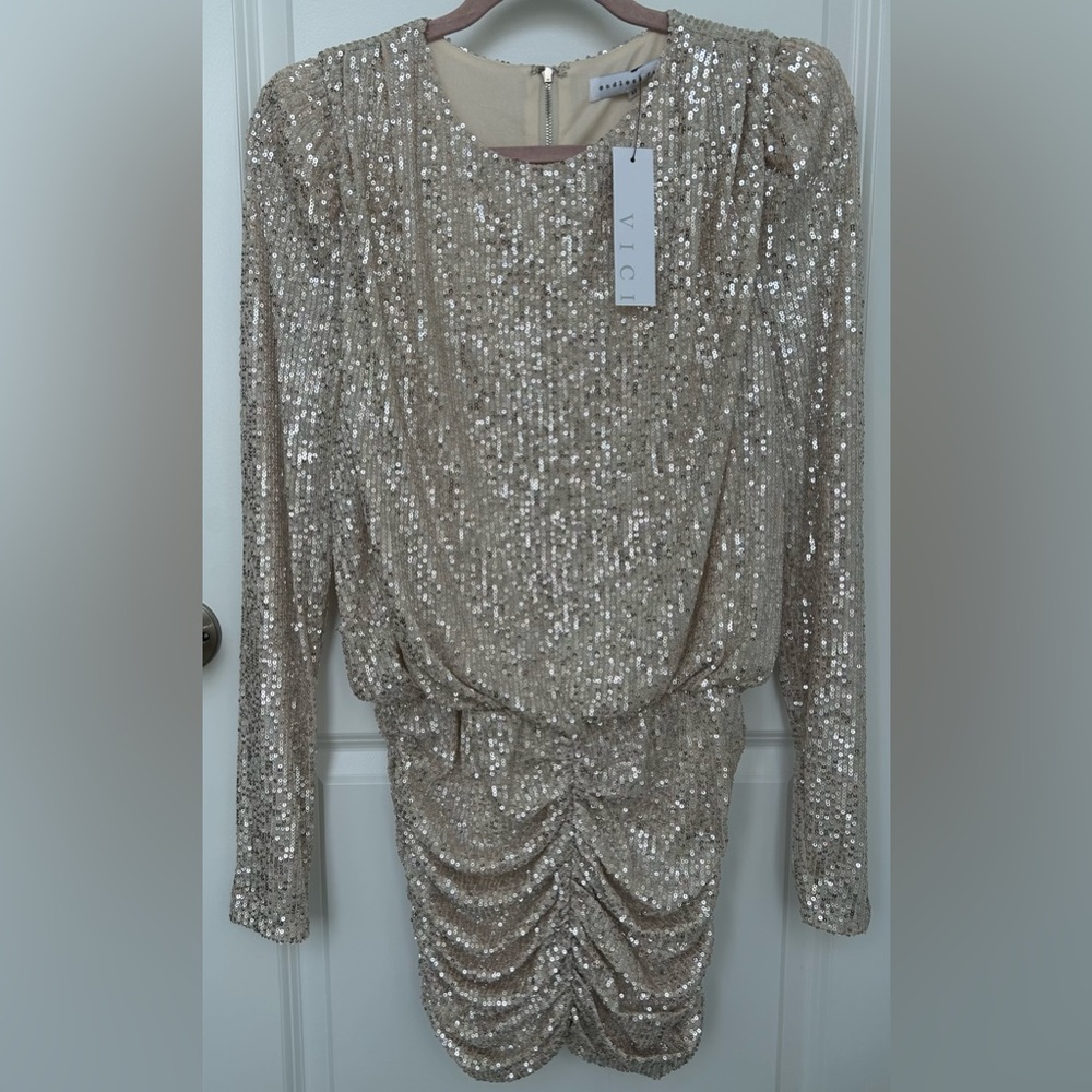 Brand new with tags | Up To Something Ruched Sequin Mini Dress | XS